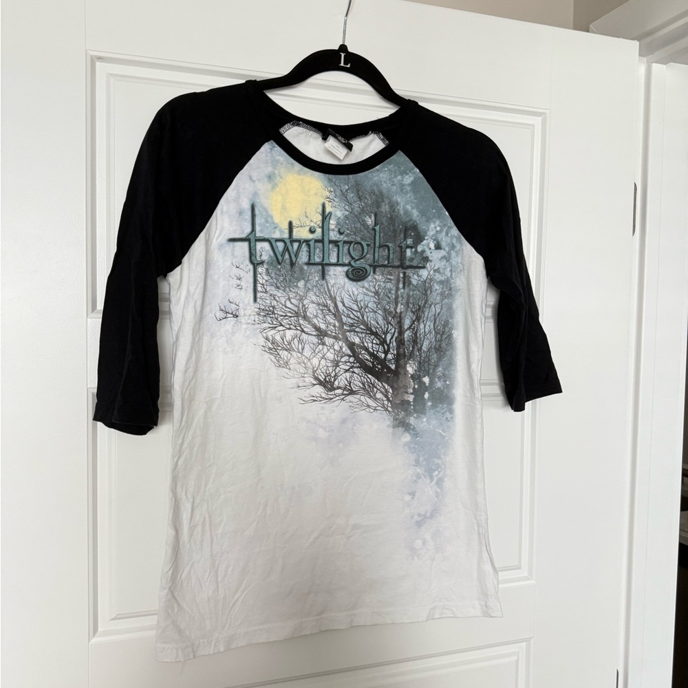 Twilight Black and White Raglan/baseball Tee